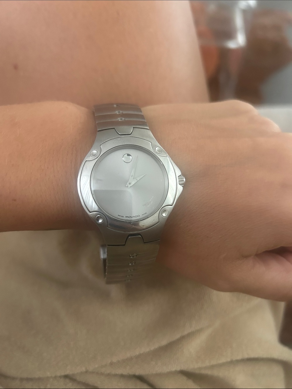 Movado Silver Stainless Steel Bracelet Watch with Minimalist Dial